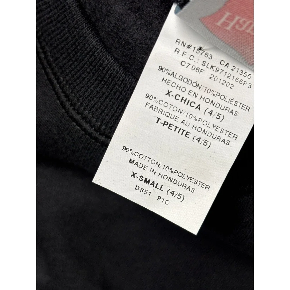 Hanes Premium Sweatshirt Youth XS 4/5 Black Crewneck Long Sleeve Vintage 3688
